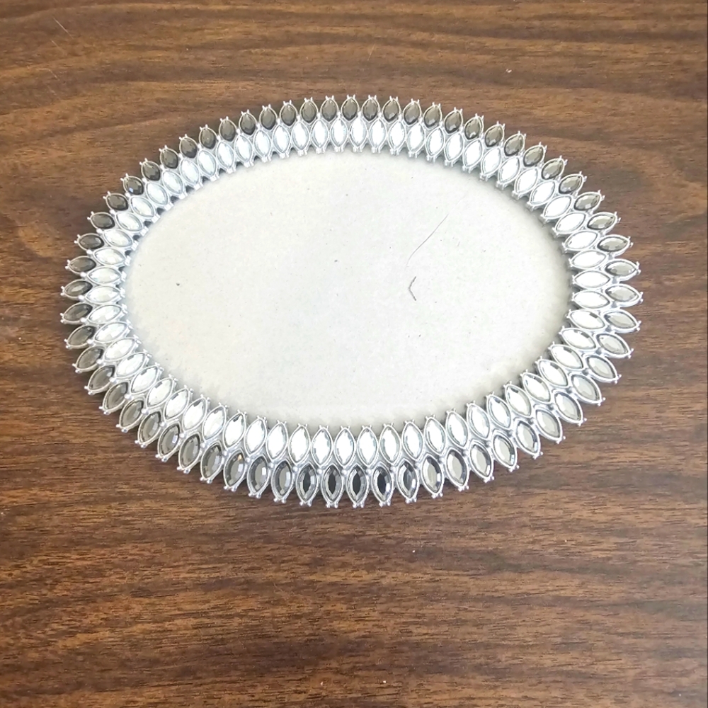 Rhinestone Silver Oval Photo Frame